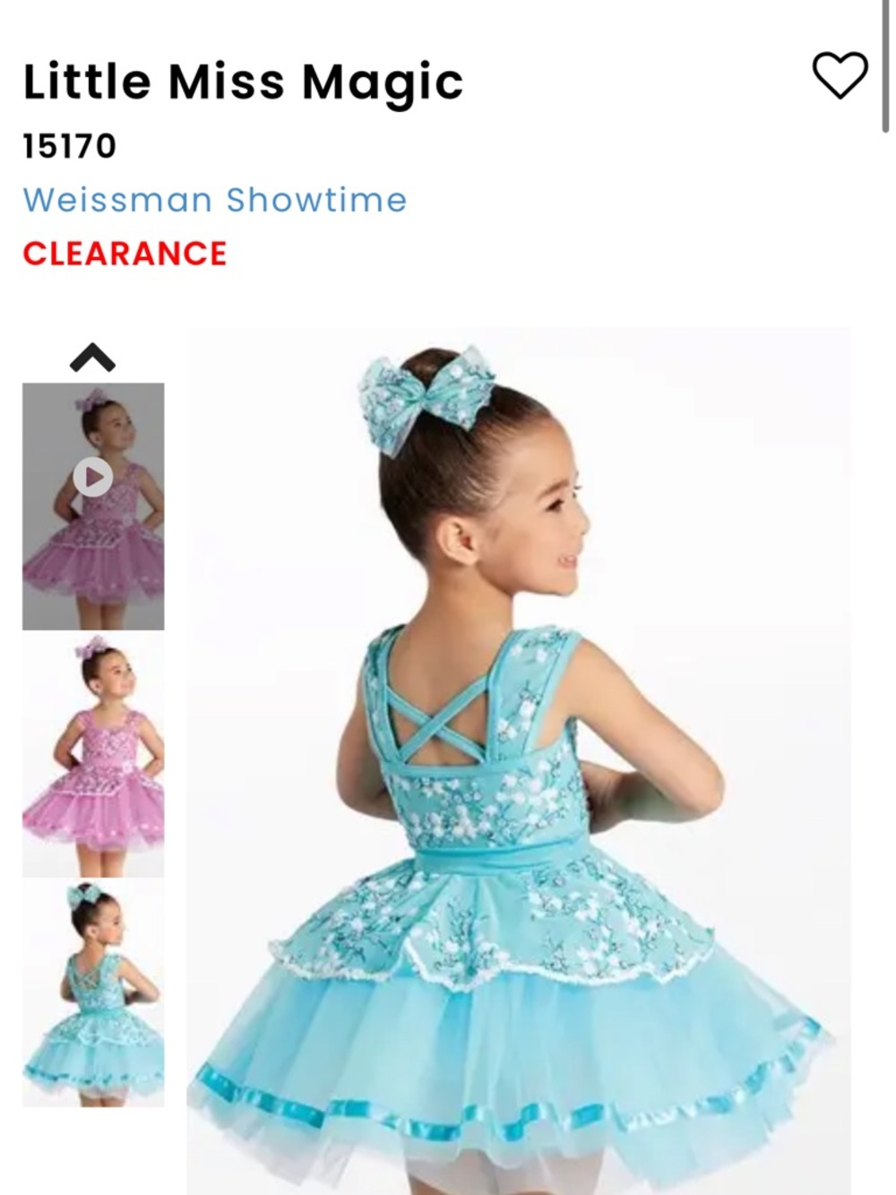 Weissman 15170 Little Miss Magic Aqua Dance Costume